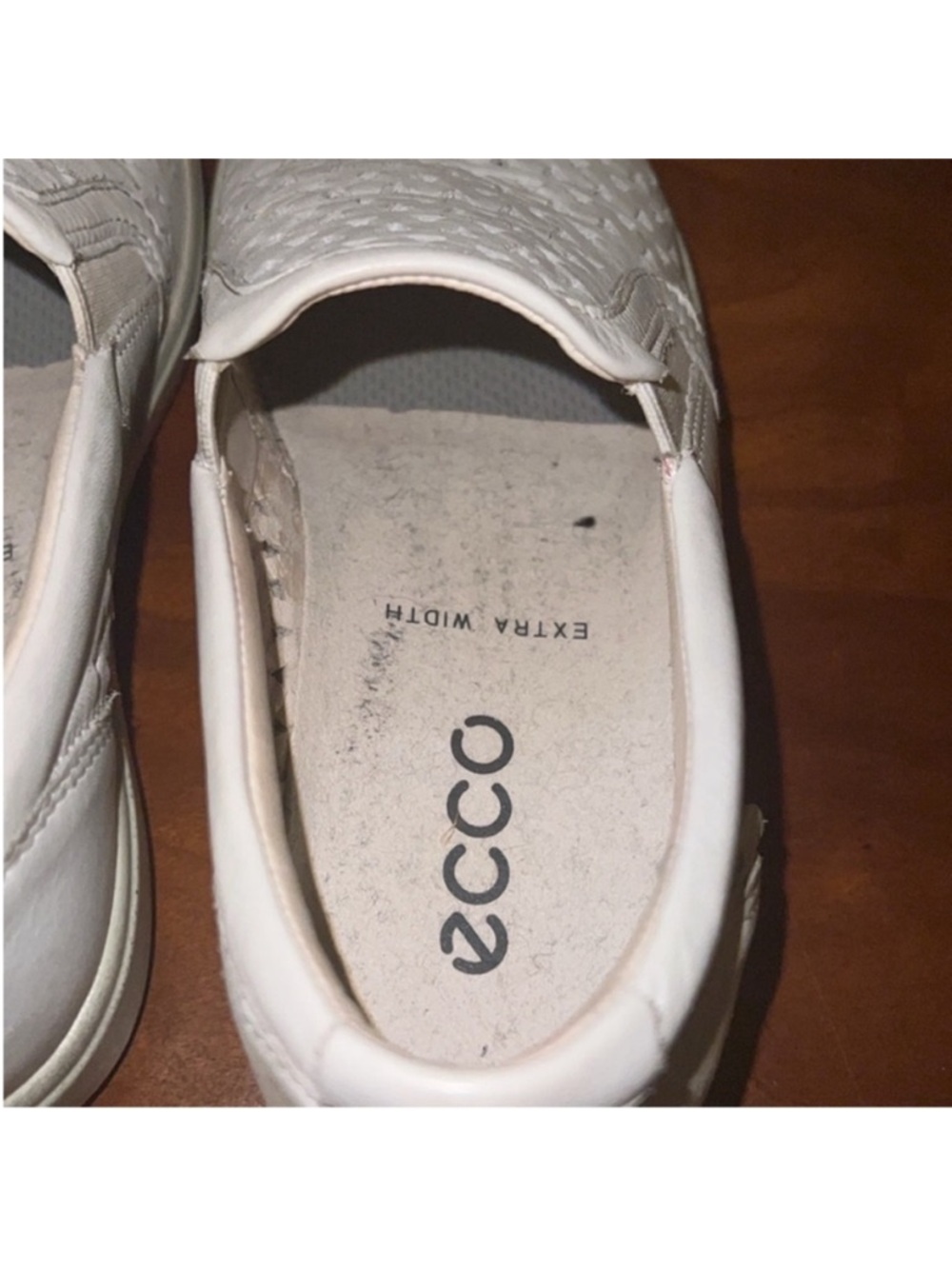 Ecco | Women’s Size 4 Extra Width | White Perforated Slip-On Leather Sneakers - Picture 6 of 11